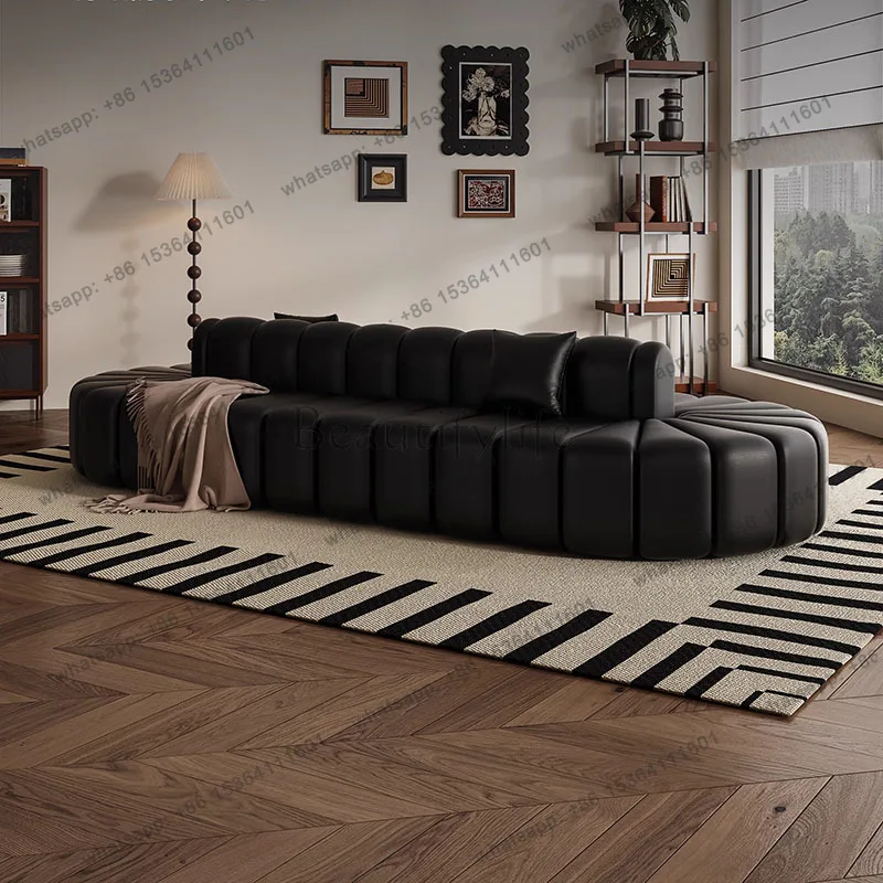 Couch Leather Outdoor Sofa Luxury Modern Minimalist Bedroom Outdoor Sofa Curved Floor Recliner Love Seat Divano Home Furnitur