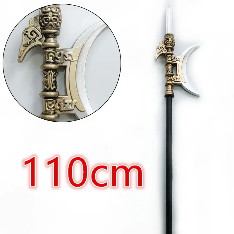 Cosplay Chinese Advanced half moon halberd Sword Gun Weapon Three Kingdoms 1:1 Role Playing Model Boys Toys Prop Knife Kids Gift