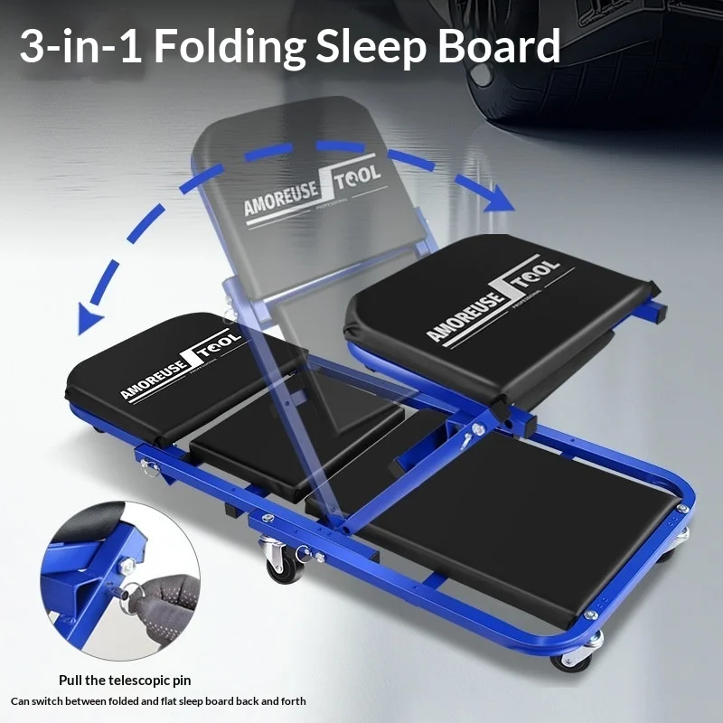 

Усиленная механическая подкатная платформа для автосервиса с низким профилем, регулируемой высотой, складная, с мягким сиденьем, стальной рамой и полиуретановыми колесами