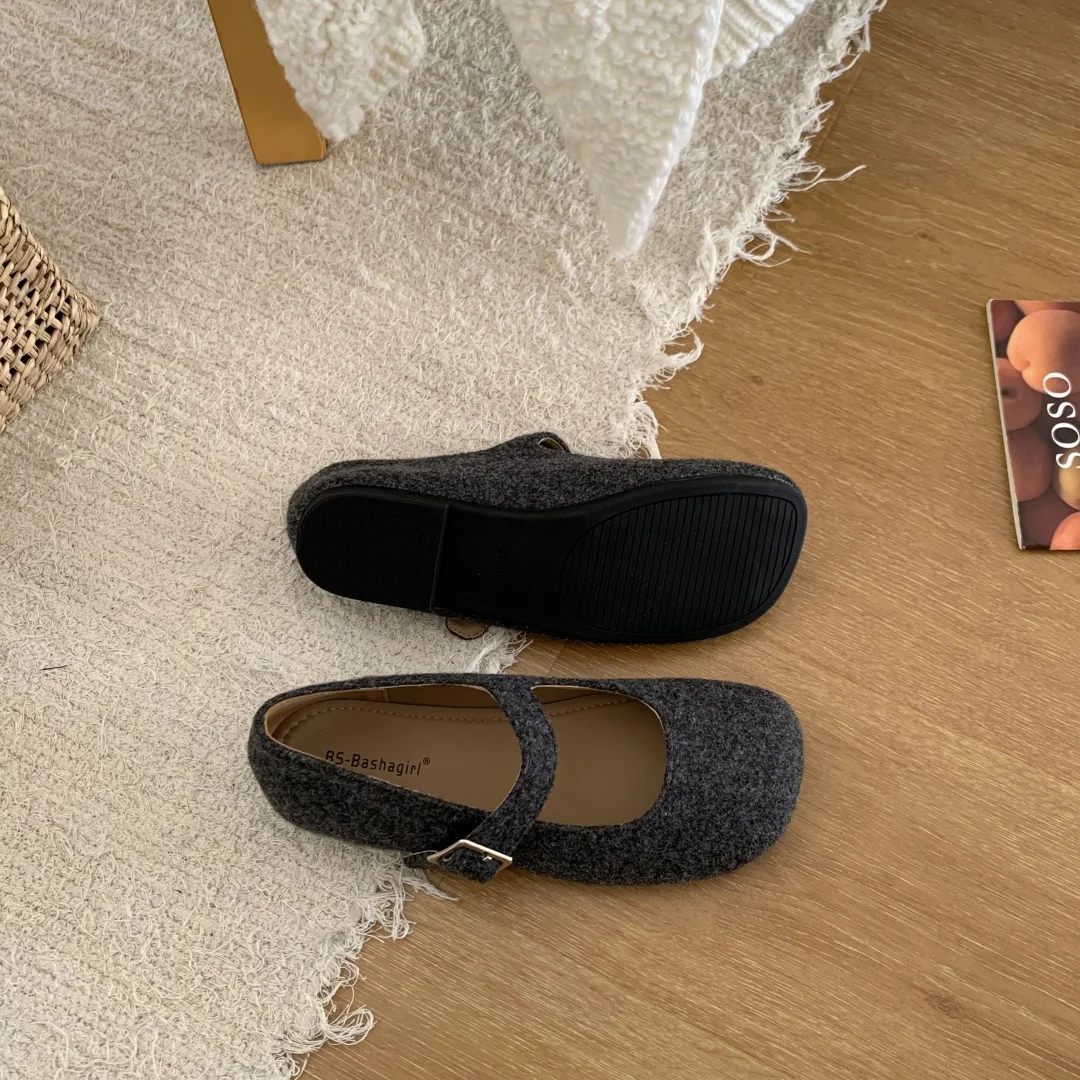 أحذية الباليه المسطحة للنساء، أحذية بدون كعب بمقدمة مستديرة، أحذية مريحة ضحلة، أحذية ماري جين العتيقة #3