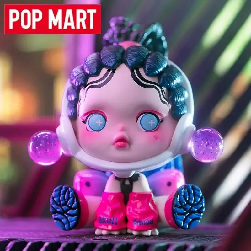 POP MART Skullpanda City of Night Series Blind Box Guess Bag Mystery Box Mainan Boneka Lucu Anime Figure Ornamen Koleksi Hadiah