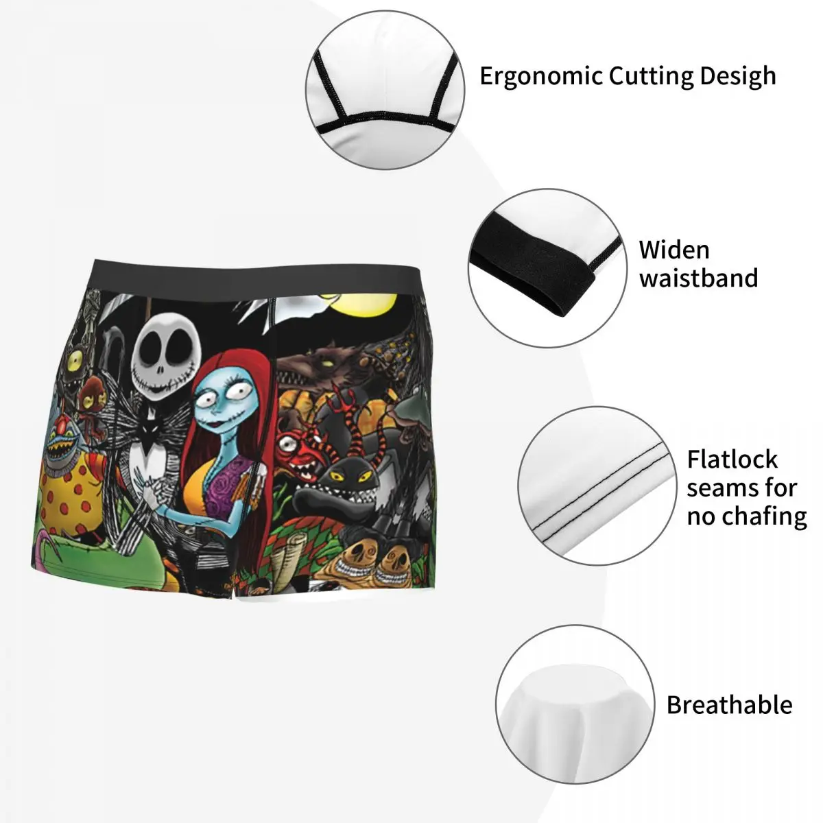 Custom Horror Movie Tim Burton Christmas Boxer Shorts For Men Halloween Skull Jack Underwear Panties Briefs Soft Underpants