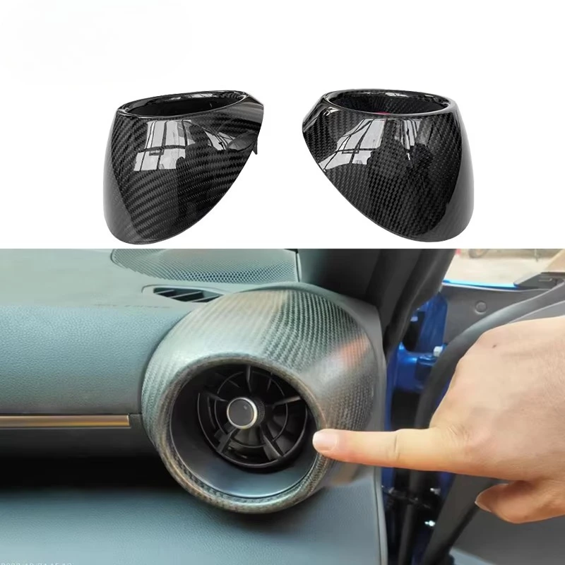 Car Interior Trim Dry Carbon Fiber Side Air Condition Vent Cover 2Pcs For Toyota GR86 For Subaru Brz 2021+