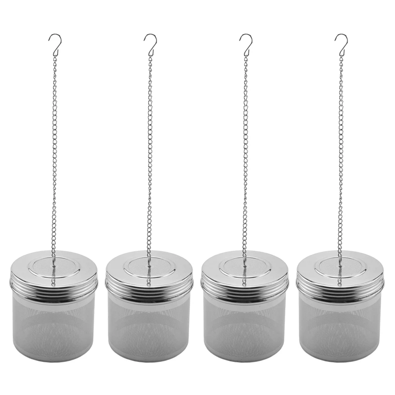 4 Pack Large Tea Ball Infuser For Loose Leaf Tea & Spice Infuser For Cooking, Threaded Lid, Extra Fine Mesh Tea Strainer