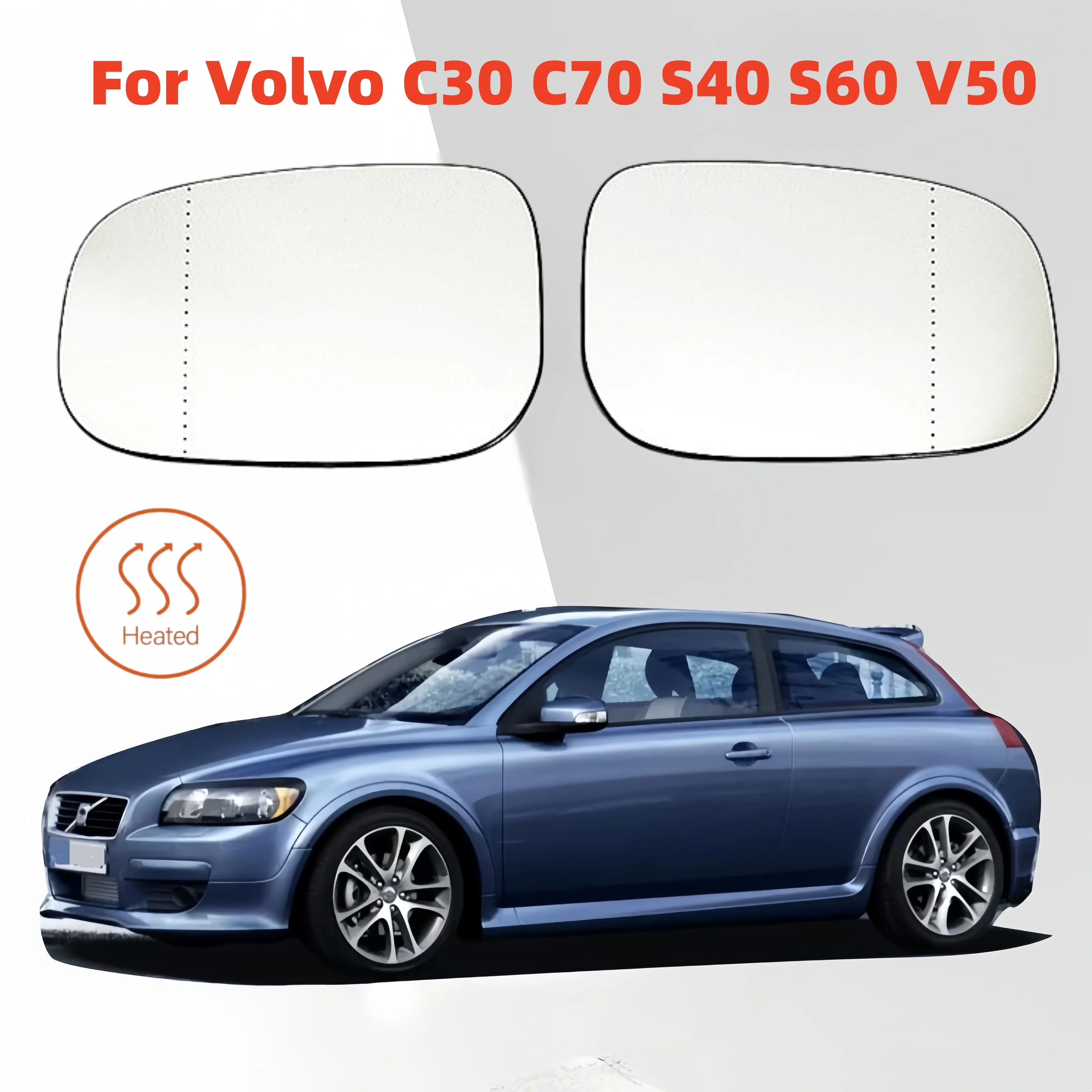 For Volvo C30 C70 S40 S60 V50 Rearview Heated Mirror Right Side Outside Rear View Mirror Glass 2006 2007 2008 2009 2010 2011