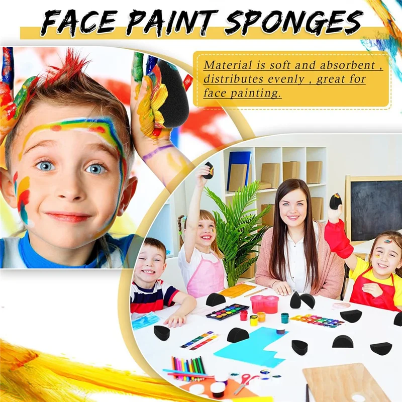 24 Pcs Face Paint Sponge Petal Oval & Semicircular Face Painting Sponges High Density Face Painting Supplies-AA98