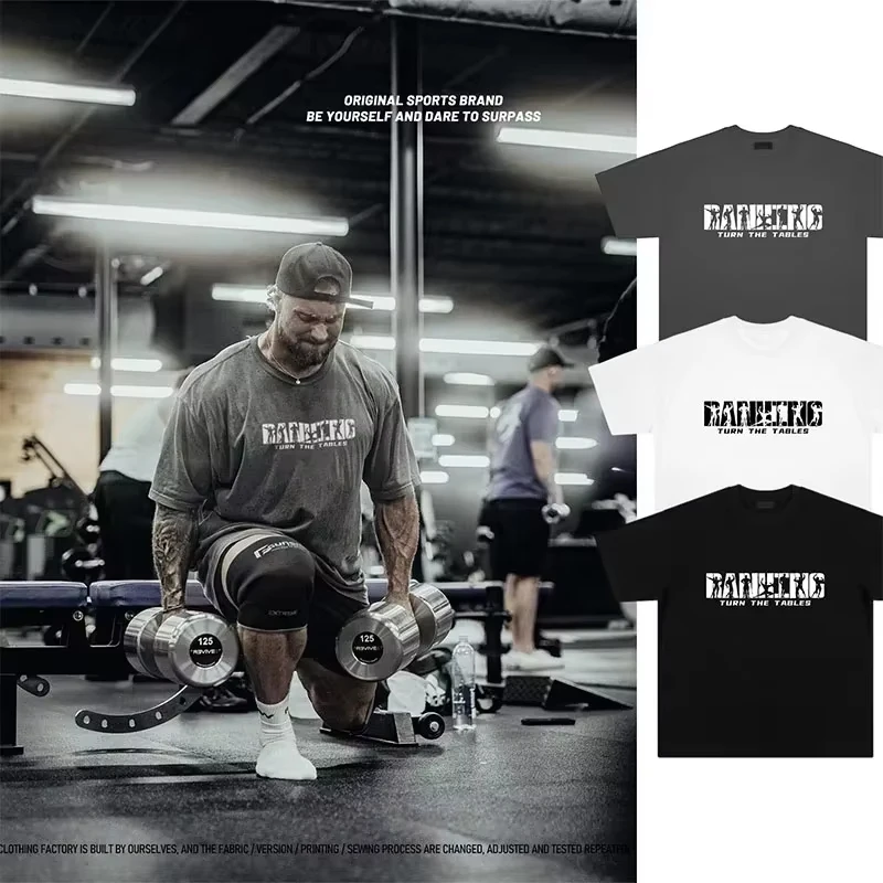 تيشيرتات قطنية للرجال، قمصان رياضية بأكمام قصيرة، قمصان رياضية للتدريب والركض، قمصان كاجوال برقبة دائرية