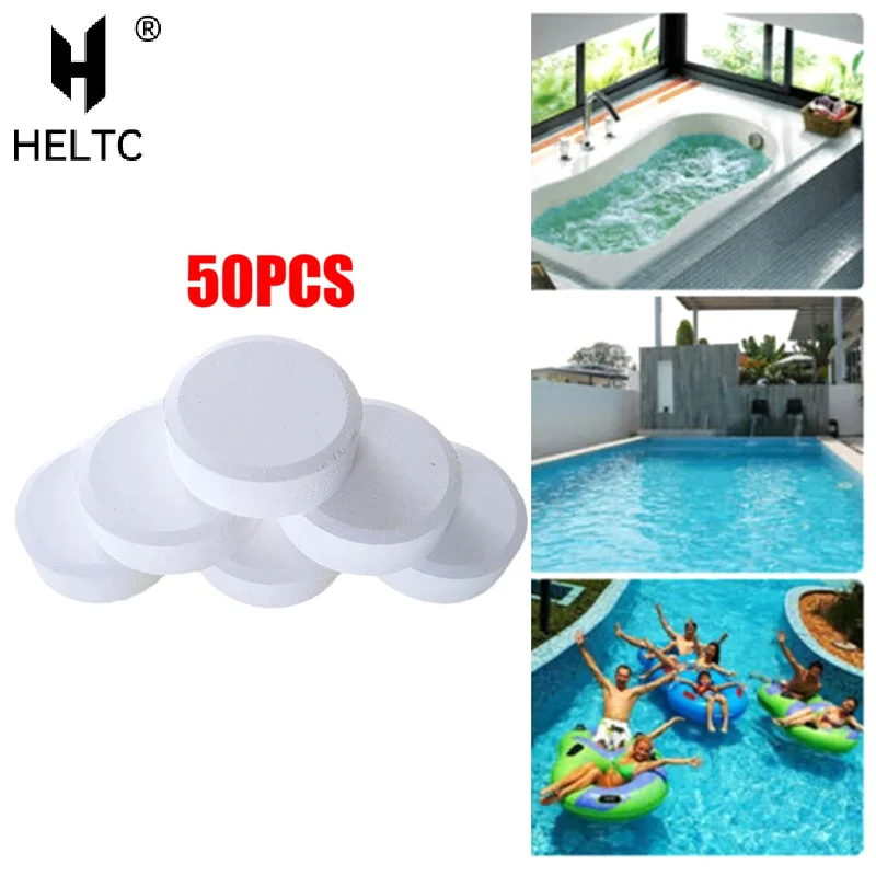50pcs/bottle Swimming Pool Cleaning Tablet Chlorine Bromine Tablets Cleaner Swimming Spa Hot Tub Household Cleaning Supplies