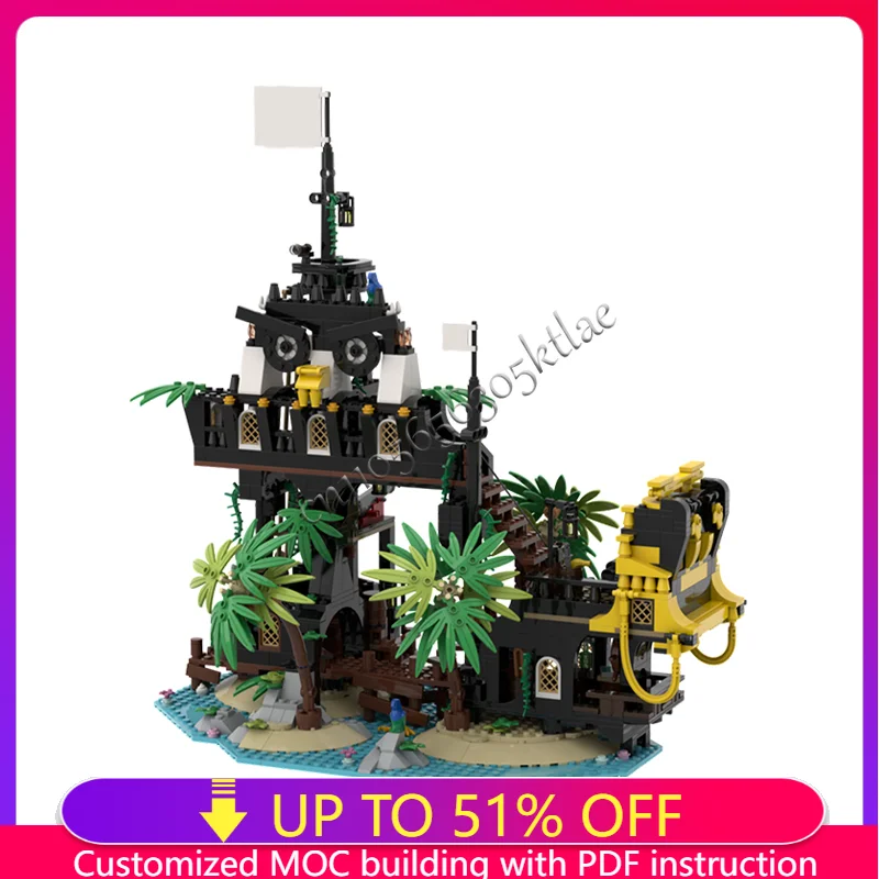 1191 PCS Island Fortress Building Blocks Set Creative Architecture With Vivid Scene Decoration Model Display Toy For Kids Gifts