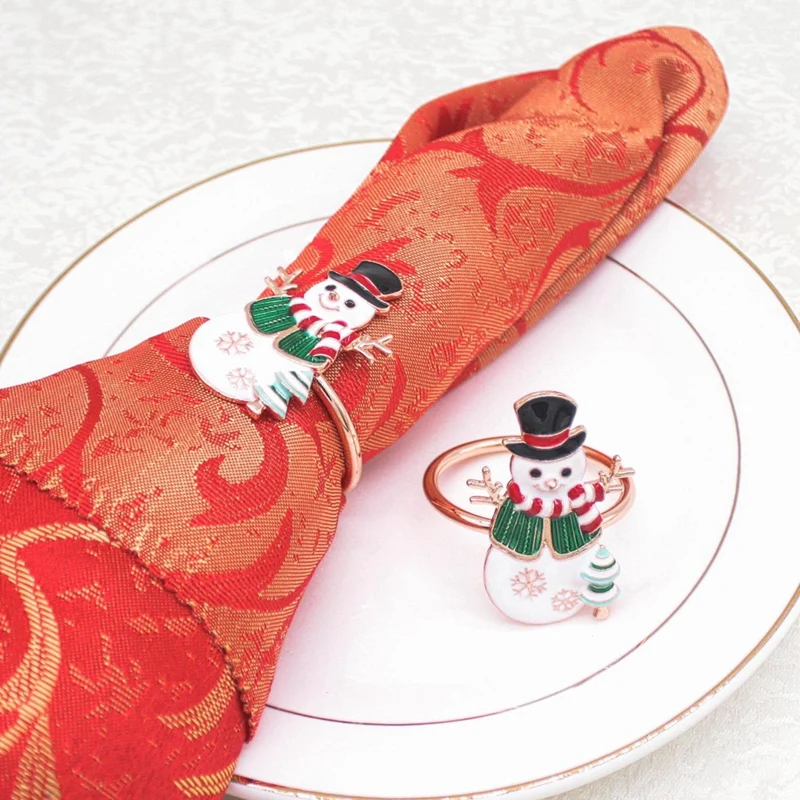 1Set Christmas Napkin Rings Metal Napkin Ring Decoration For Snow Parties, Birthday Parties, For NEW Year's, Christmas, Banquet