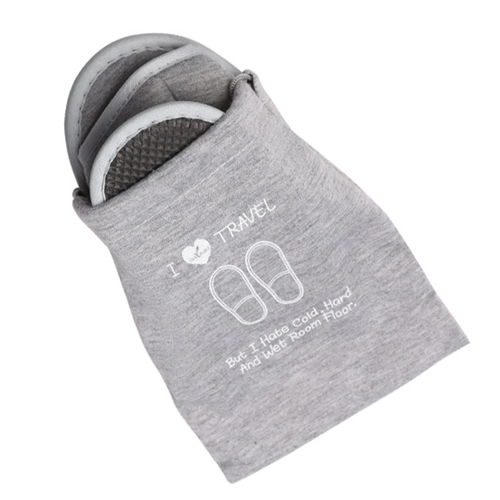 

Portable Folding Lightweight Slippers Women Travel Home Drawstring Bag Washable Reusable EVA Cotton Foot Pressure Release