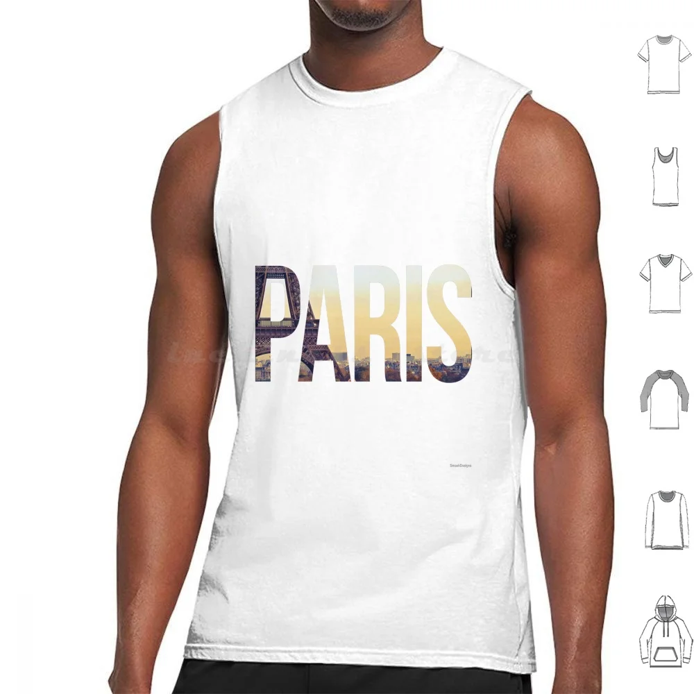 Paris Tank Tops Vest Sleeveless Paris France Uk Europe Love Marriage Romance Eiffel Tower Beach Summer Cool Text Type