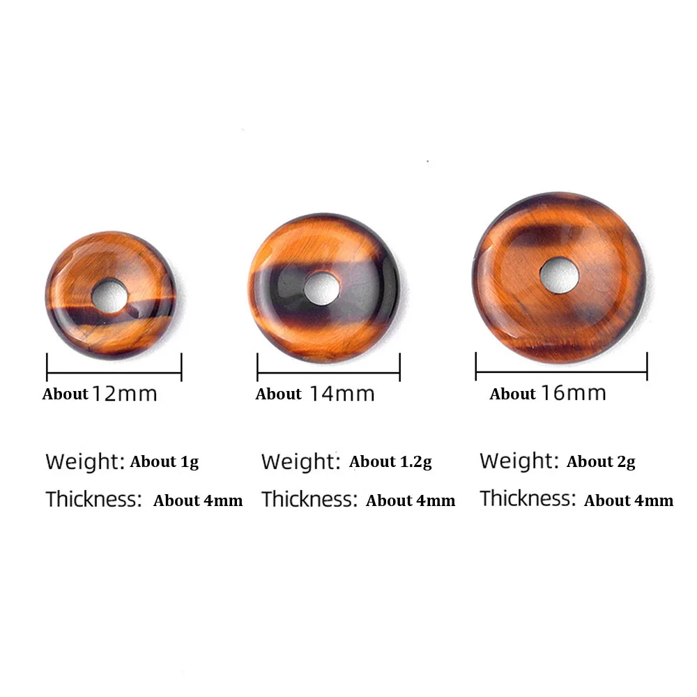 12-16mm Peace Buckle Natural Stone Crystal Agate Donut Pendant Large Hole Loop Beads for Jewelry Making DIY Necklace Accessories