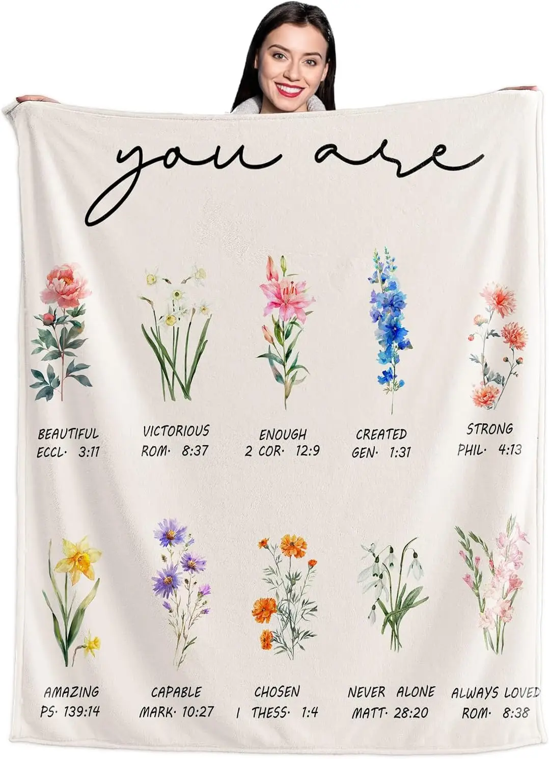 هدايا مسيحية للسيدات من VIKAMA: بطانية زهور دينية، بطانية غطاء زهور، بطانية هدية عيد ميلاد ناعمة للسيدات #3