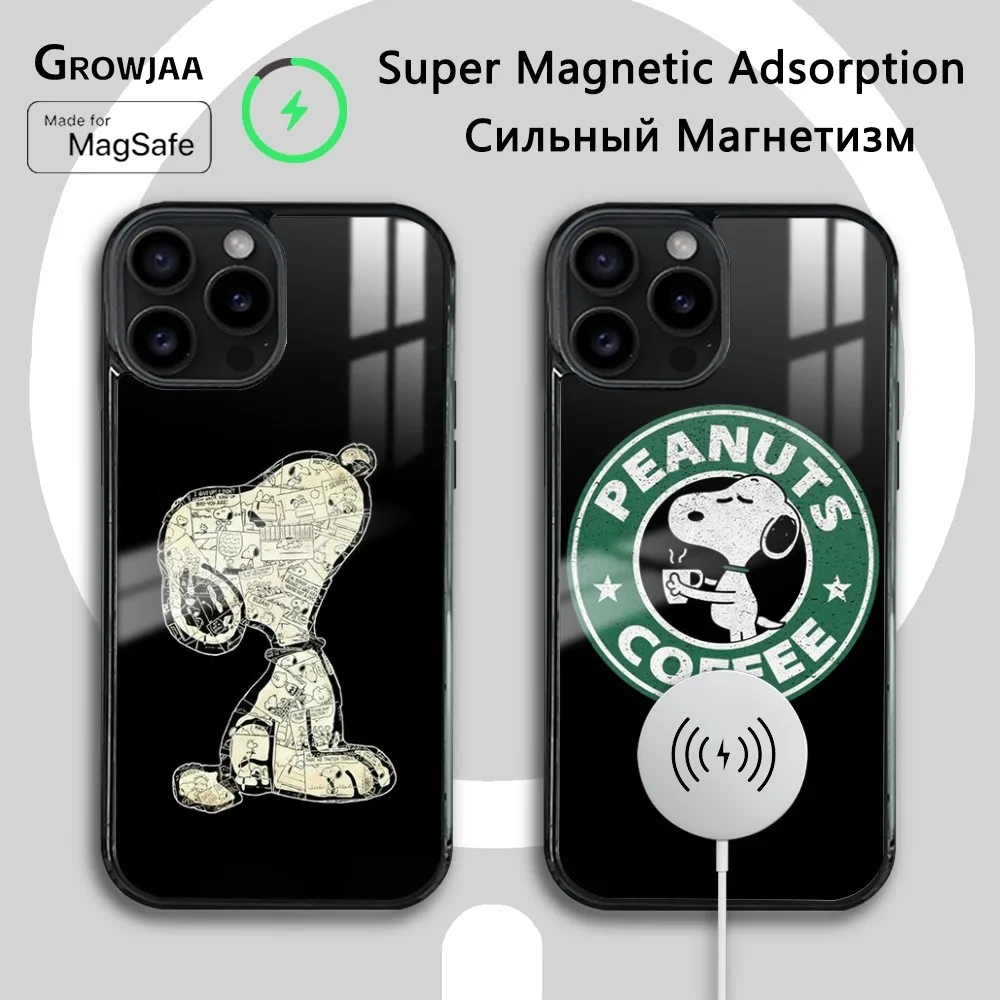 Divertente S-Snoopy Cassa Del Telefono Per iPhone 16 15 14 13 12 11 Pro Max Plus Mini Nuovo Magsafe Specchio Copertura Magnetica Senza Fili