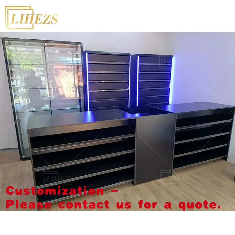 custom.Boutique LED Lit Display Cabinet with Tempered Glass Showcases Smoke Shops-Custom Tobacco Shop Furniture