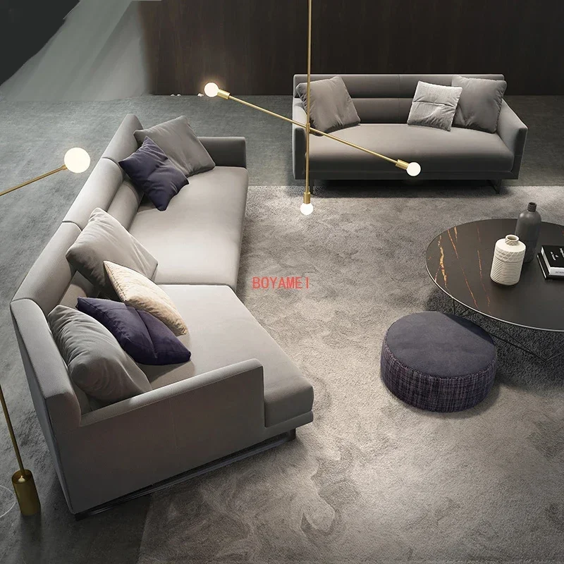 Light Luxury Technology Fabric Sofa Small Apartment Living Room L-shaped Leather Corner Sofa Simple Modern Three-person Seat