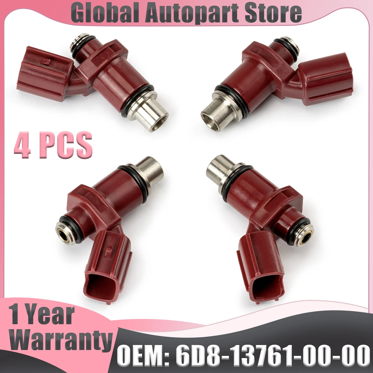 

4x New Fuel Injector Fuel Injectors Nozzle 6D8-13761-00-00 6D8137610000 For Yamaha OutBoard 80 BEL 75-90HP 4-Stroke Auto Parts