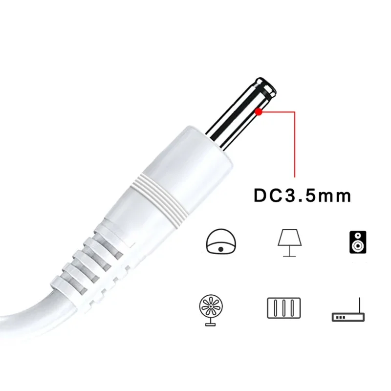 Câble d'alimentation USB vers 3.5mm 1.35mm 2A pour prise baril bande lumineuse LED USB, cordon chargement pour