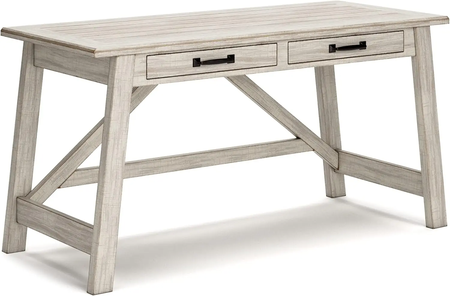 

Carynhurst Farmhouse 60" Home Office Desk with Drawers, Distressed White