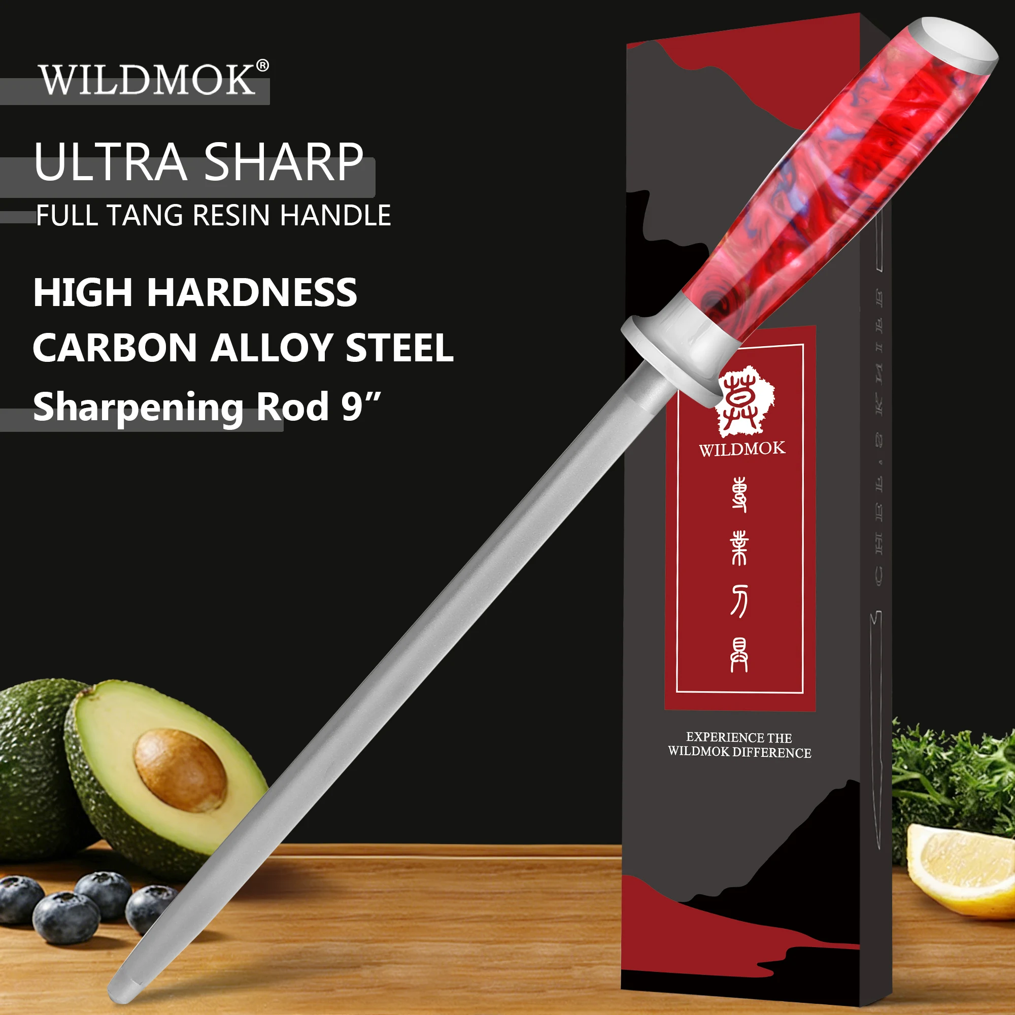 wildmok-9-inch-professional-honing-rod-chrome-coated-german-stainless-steel-knife-sharpener-with-resin-handle-for-kitchen-use