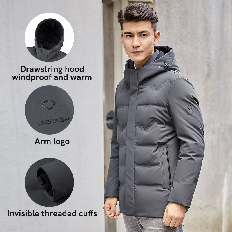 Chericom Winter Men's Hooded Down Coats Thickened Warm Windproof Down Jackets Overcoat Duck Down Casual Fashion Jackets 279655