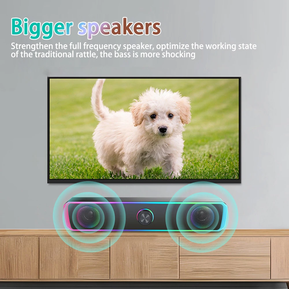Bluetooth Speaker 4D Surround Soundbar Wired Computer Speakers Stereo Subwoofer Sound Bar for Laptop PC Theater TV Aux 3.5mm