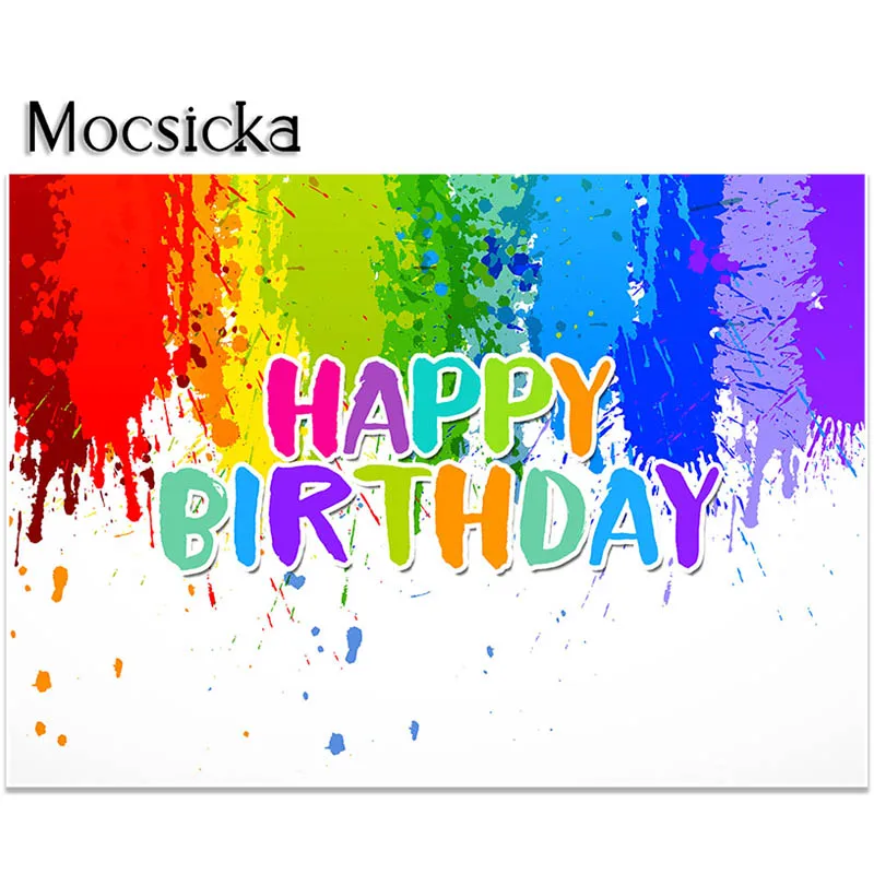 Mocsicka วันเกิด Rainbow Party Graffiti พื้นหลังเด็กภาพสตูดิโอ Props ตกแต่งแบนเนอร์
