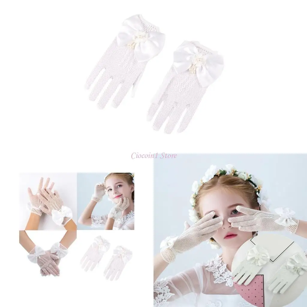 

Y1UB Sophisticated Gloves Sweet Mittens for Girls' Gowns Dress Feature Lace