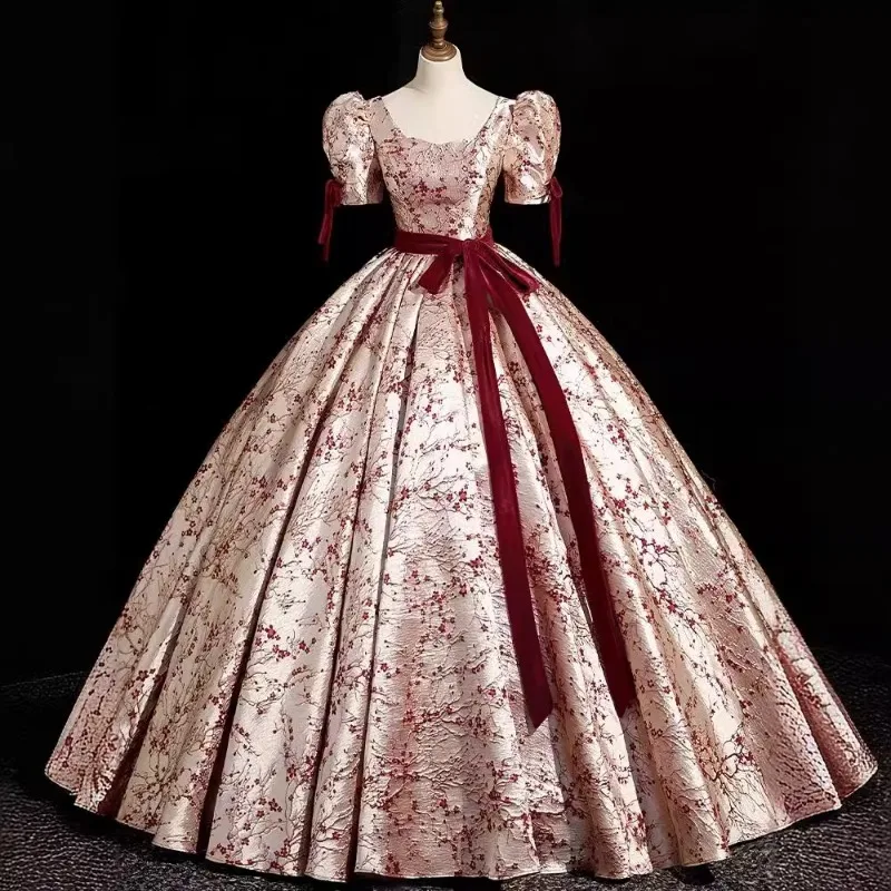 

2025 New Toast Dress for Brides, High End Vocal Art Exam, Voice Solo, Princess Pong Dress, Host Dress, Adult Ceremony, Red