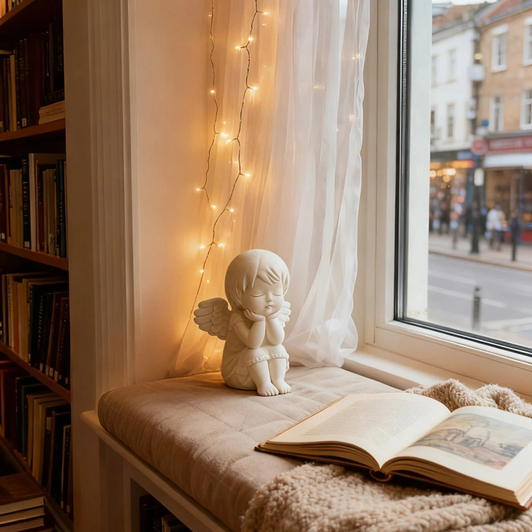 تمثال Angel Guardian الصغير المطبوع ثلاثي الأبعاد بتصميم فريد من نوعه لتزيين المنزل لسطح المكتب أو الحديقة