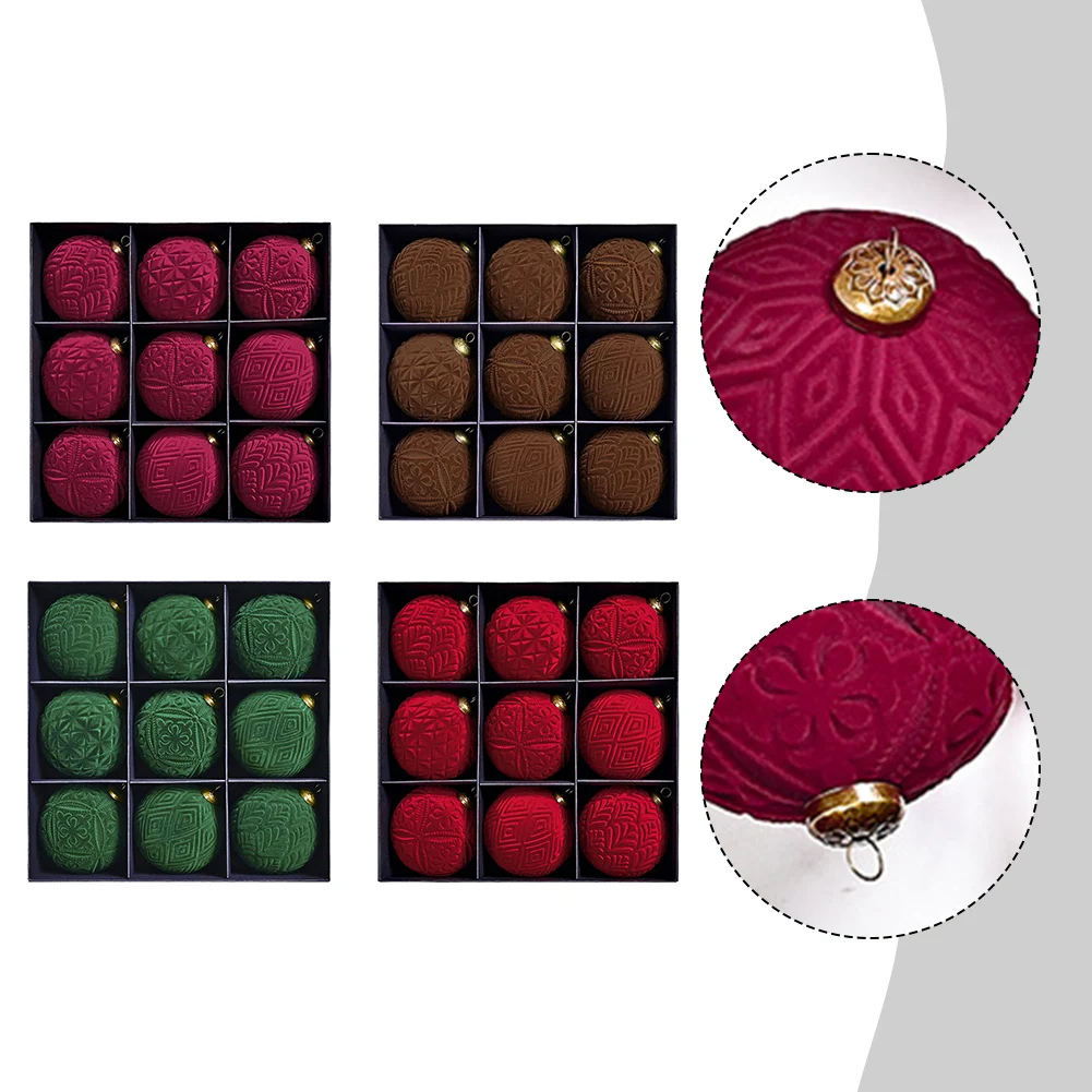 

Элегантные бархатные рождественские шары - 9 шт. 8 см, подвесные украшения для праздничных рождественских поделок, рождественские украшения