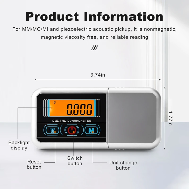 A16R-Mini Jewelry Scale 100Gx0.005G Precise Turntable Stylus Force Digital Dynamometer Tracking Gauge For Vinyl Record Needle