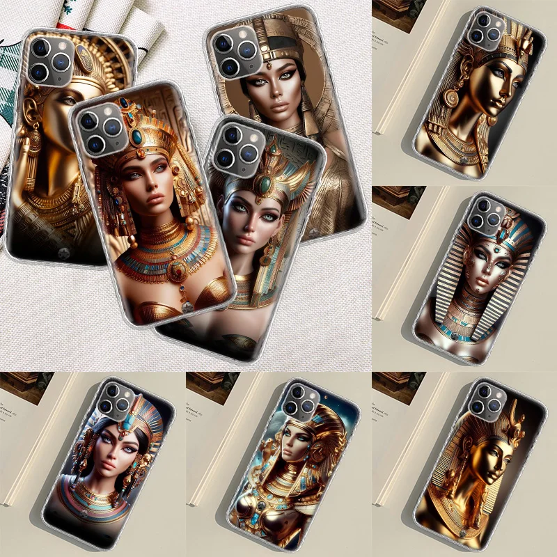 Egyptian Queen Pharaoh Phone Case For Apple Iphone 15 14 13 16 Pro Max Cover 11 12 Mini Fundas X XS Max XR 8 7 Plus Shell Coque