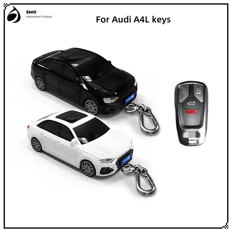 For Audi A4L Key Cover with Lights Car Key Fob Car Model Key Protector Auto Accessories Creative Personalized Gifts New