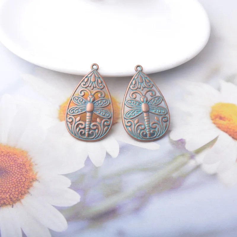 12 Stück/Set Ethnische Antik-Bronze-Anhänger für Schmuckherstellung, Vintage Runde Muschel Quadratische Boho-Anhänger DIY Damen-Ohrringe – Detail 8