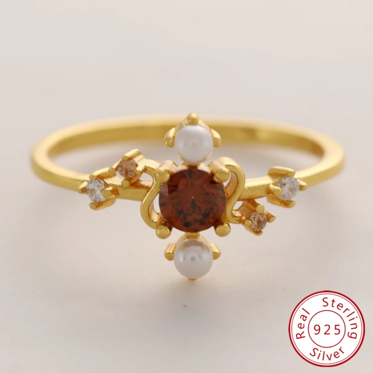 

Настоящее серебро S925, 18-каратное позолоченное кольцо с имитацией морской ракушки, искусственный жемчуг, циркон, кольцо для женщин, повседневная одежда, ювелирные изделия