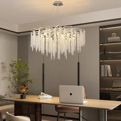 Chrome Crystal Tree Branch Chandelier Pendant Lamp for Living Dining Room Hanging Lights Fixtures for Kitchen Pendant Lights