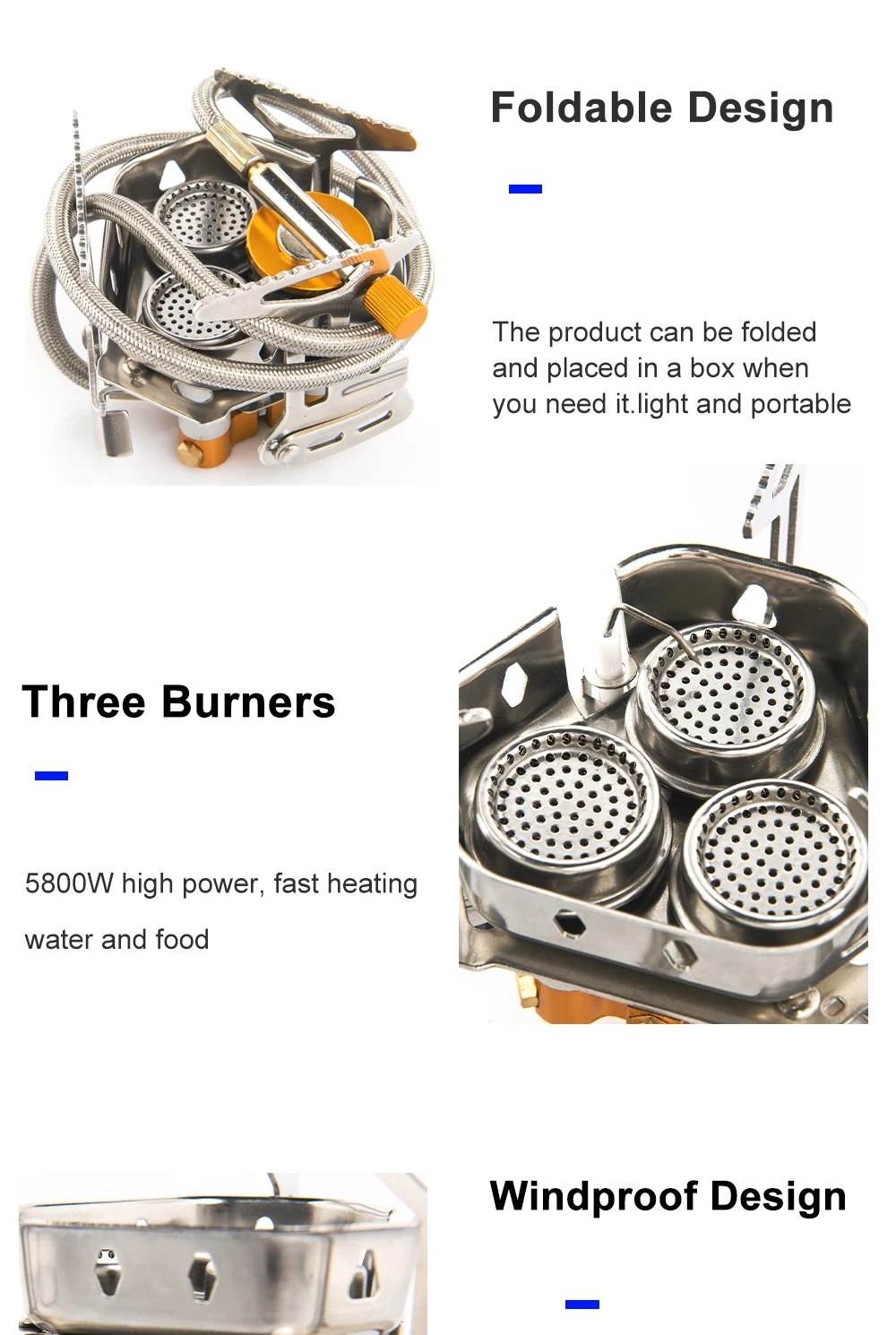 Widesea Camping Tourist Brenner Big Power Gasherd Kochgeschirr Tragbarer Ofen Picknick Grill Tourismusbedarf Outdoor-Erholung – Detail 3