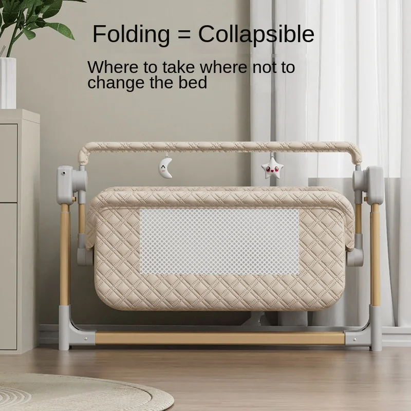 Baby Cradle Baby Crib Electric Foldable Rocking Cradle with Timing Music Automatic Rocking Recliner Crib Basket for Infant