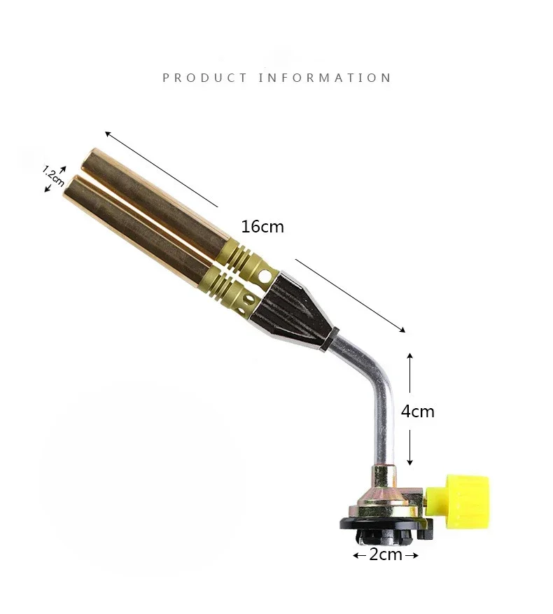 Dubbele Buis Lastoorts Metalen Vlampistool Draagbare Gasbrander Butaan Brander Buiten Camping Bbq Verwarming Ontsteking Vlammenwerper