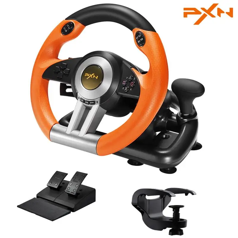 

Top Gaming Steering Wheel Volante PC Racing Wheel 180° Universal PXN V3 Pro with Pedals for PS3/PS4 /Xbox One/Switch/Xbox