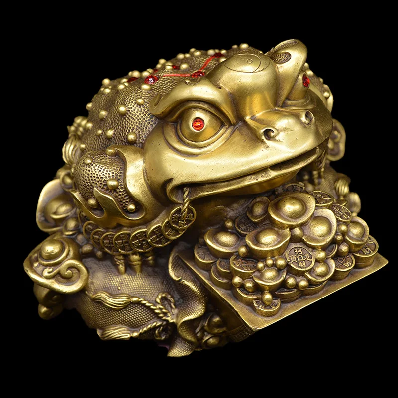 

Copper Feng Shui LUCKY Fortune Wealth Toad Statue Money Chinese Frog Toad Sculpture Office Home Decor Gift
