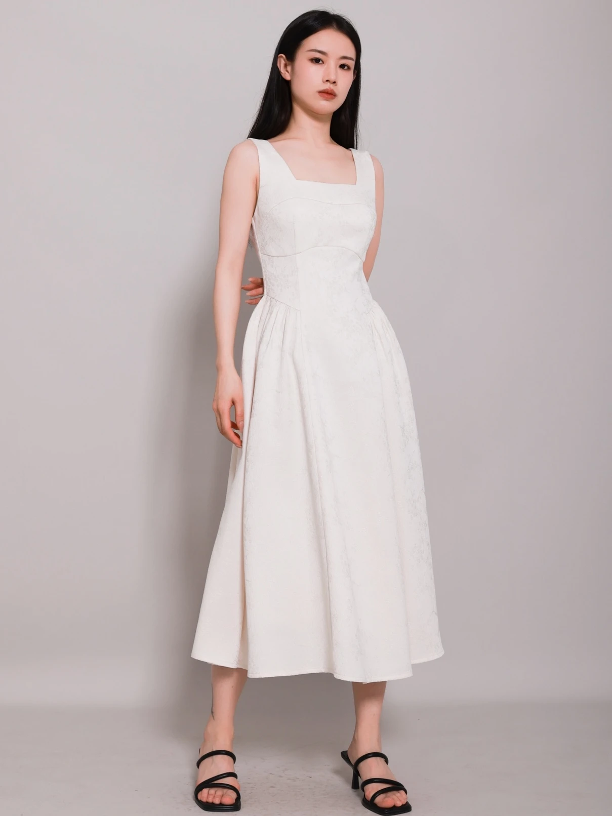 

Hepburn Sle White Strapl Dr Women's Unique Design Summer 2024 A-Line Long Dr Commute Pure Color High Waist