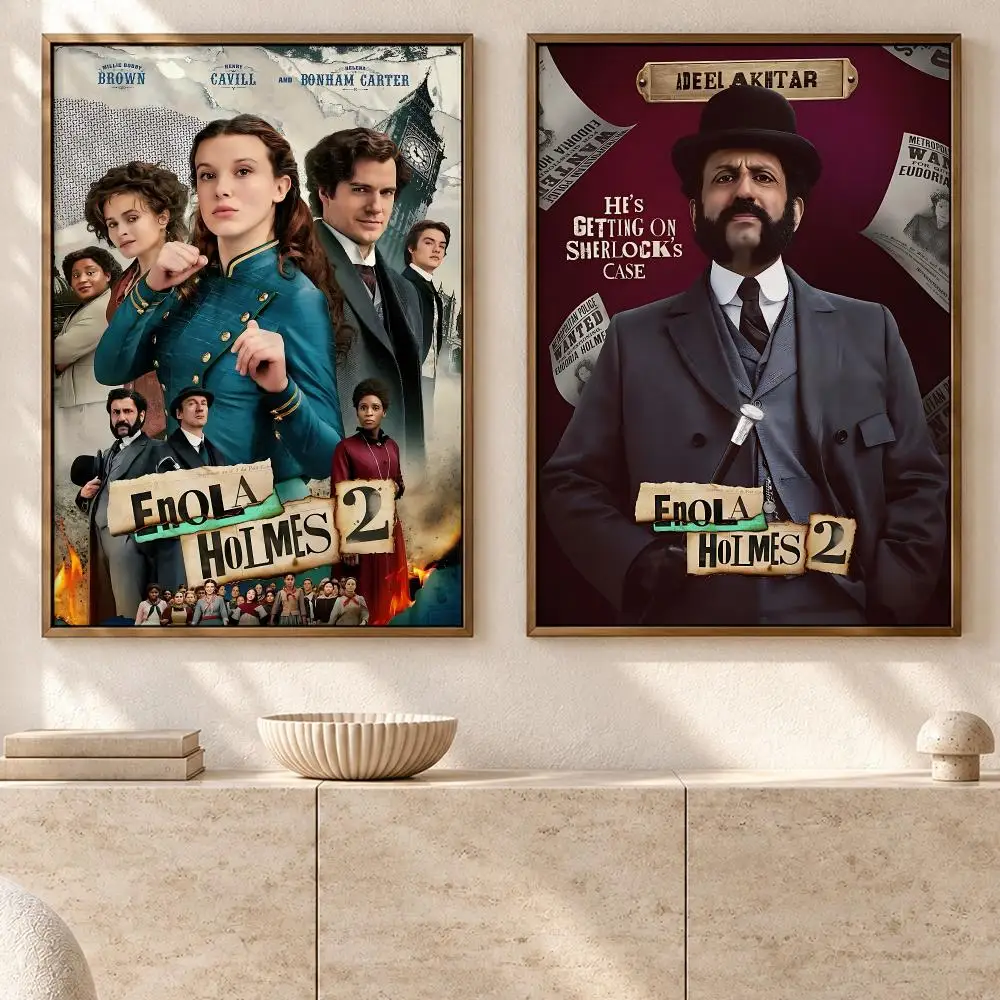 Sharp Movie Enola Holmes Poster Art  Self-Adhesive No Glue Dorm Wall  Waterproof Coffee House Art Sticker
