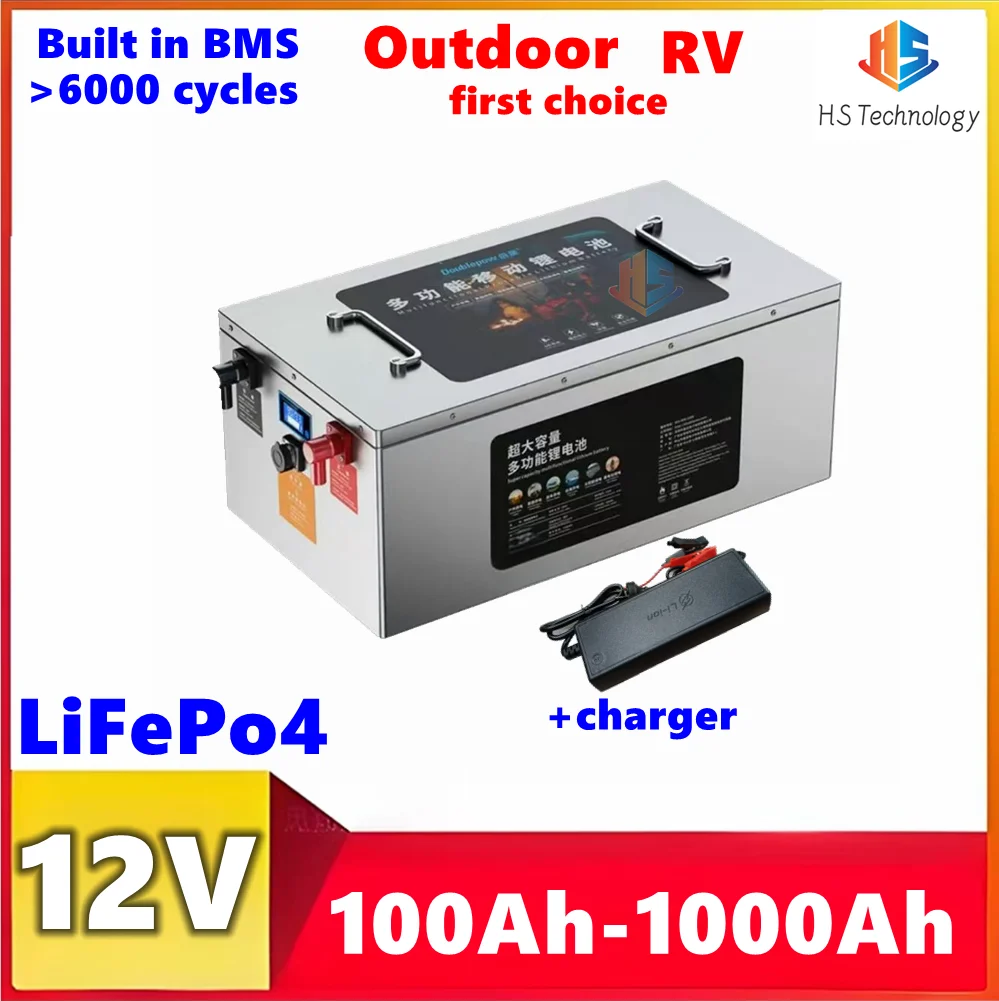 

HS Lifepo4 Battery 12V 200Ah 100Ah 300Ah 400Ah 500Ah 600Ah 800Ah 1000Ah for Solar energy Inverter,Outdoor RV EVBoat,Camping PV