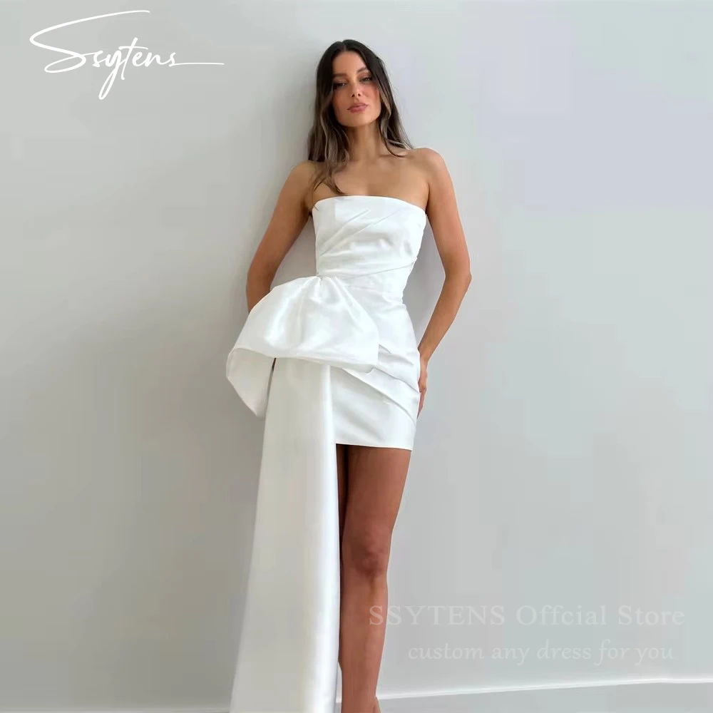 

Sexy Elegant Short Wedding Party Dresses Strapless Unique Evening Dress For Women Customized Occasion Unique Mini Cocktail Gowns