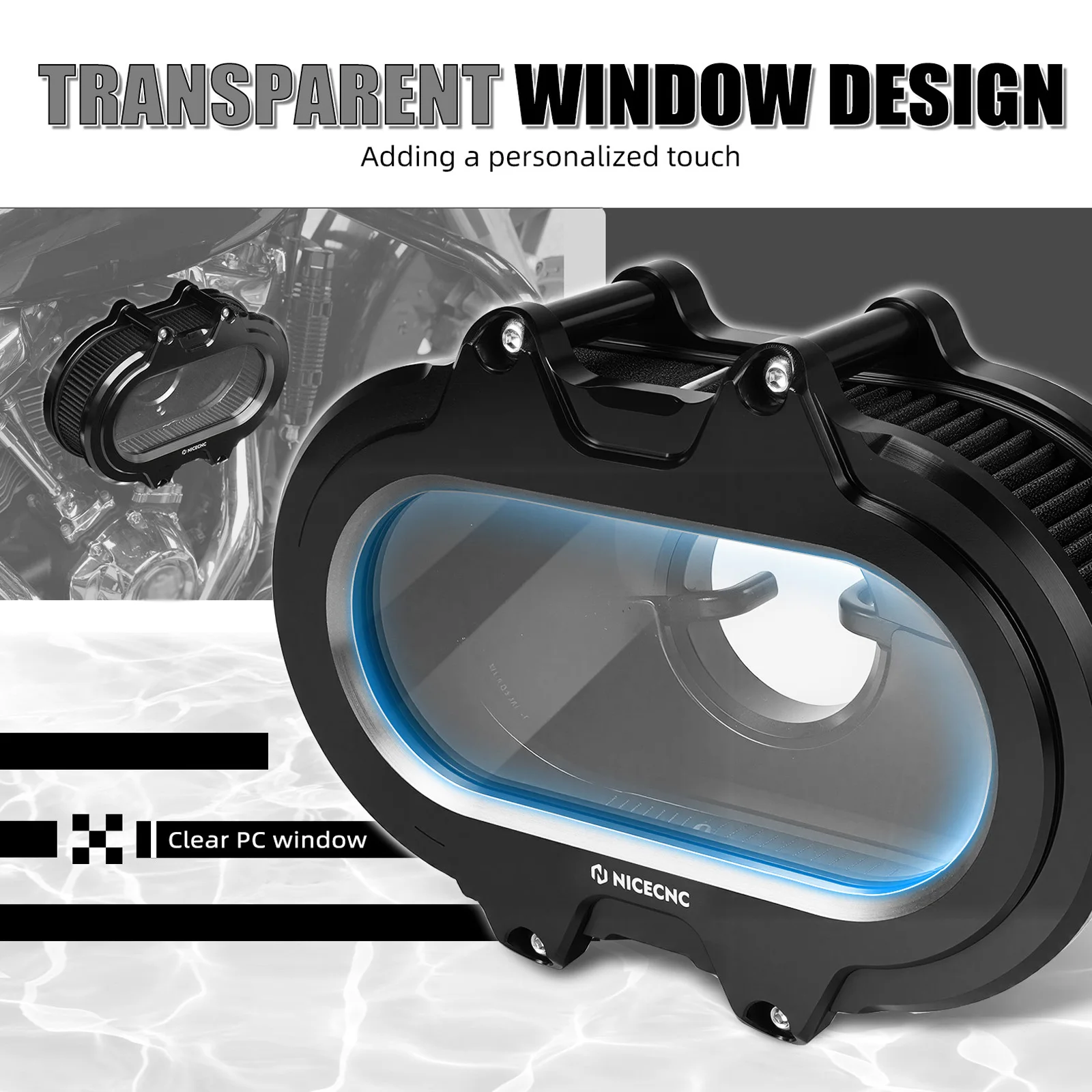 NICECNC For Harley Street FLHX Glide Road Glide Road King /Special Clear Air Cleaner Kit Intake Filter Ultra Limited Tri Glide