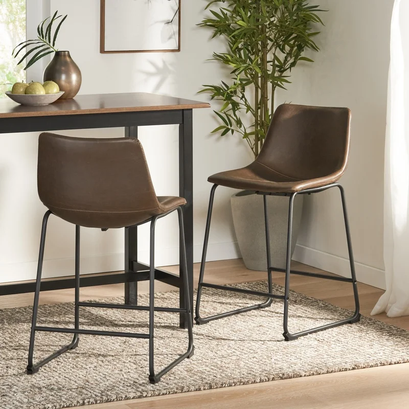 

Brown 24-Inch Counter Stool Set of 2 Vintage Style