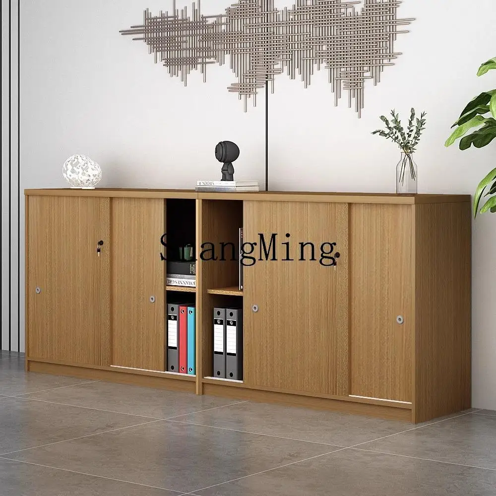 ZYY مكتب ملف خزانة منخفضة تخزين البيانات باب منزلق مع قفل خزانة تقسيم تخزين أرضية خشبية #5